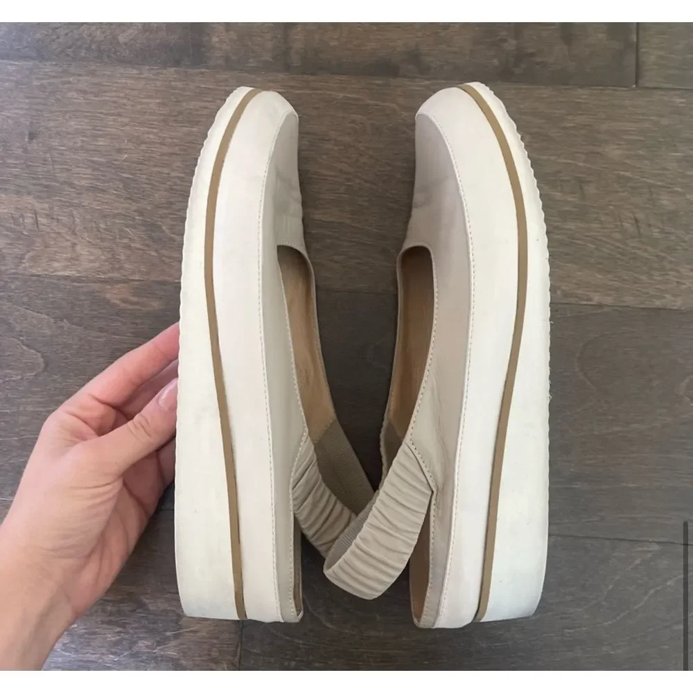 Women's Beige Slingback Platform Flats - Picture 7 of 10